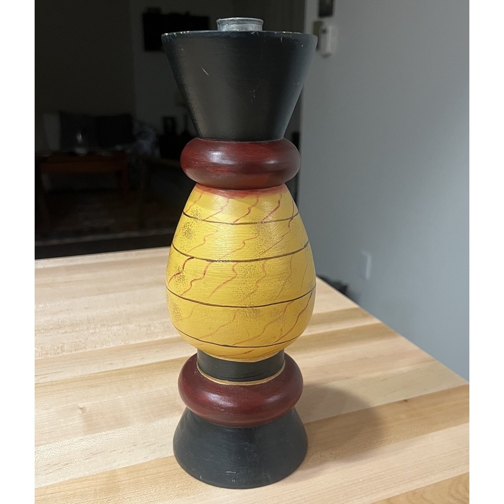 Whimsical Hand-Painted Pillar Candle Holder, Fish, Philippines, Wood, Cracked - Picture 3 of 10